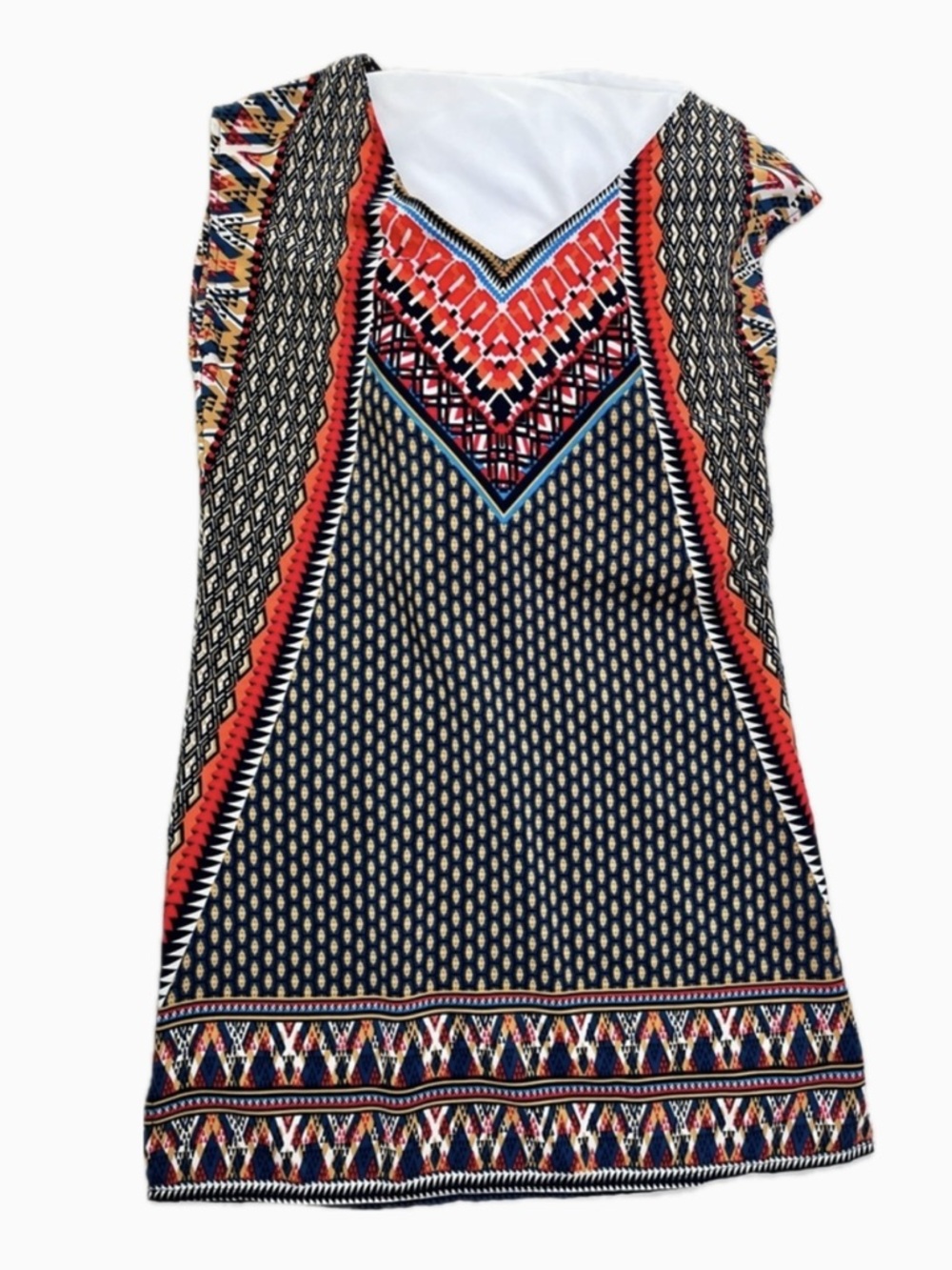 BeBop Red and Blue Geometric Mini Dress